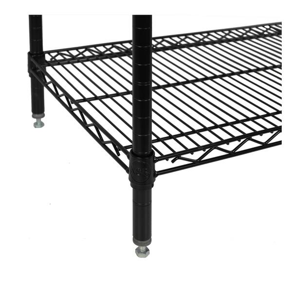 Wire Shelf Bin Organizer - 36 x 12 x 72 with 4 x 12 x 4 Black Bins