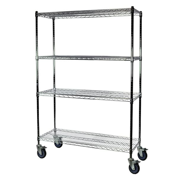 Shelving-Pro Chrome Wire Shelving with Wheels, 18 x 36 x 74, 4 Shelves
