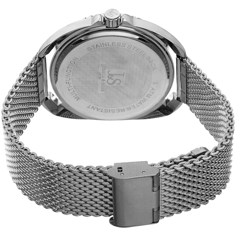 Joshua & Sons Men's Rotating Chronograph Silver-tone Mesh Strap Watch