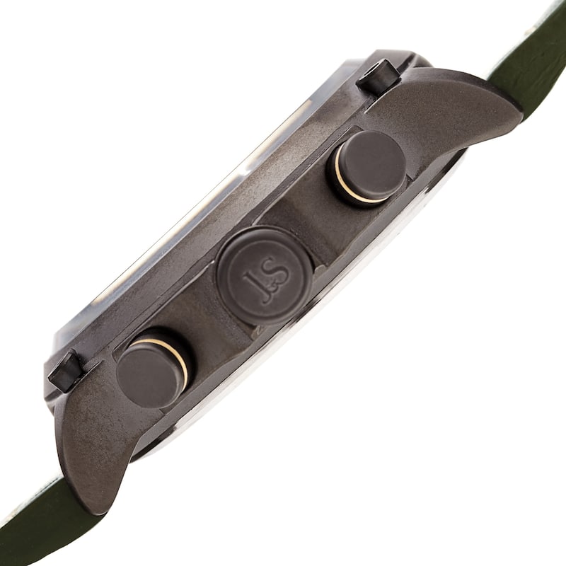 Joshua & Sons Men's Chronograph Stitched Army Green Leather Strap Watch