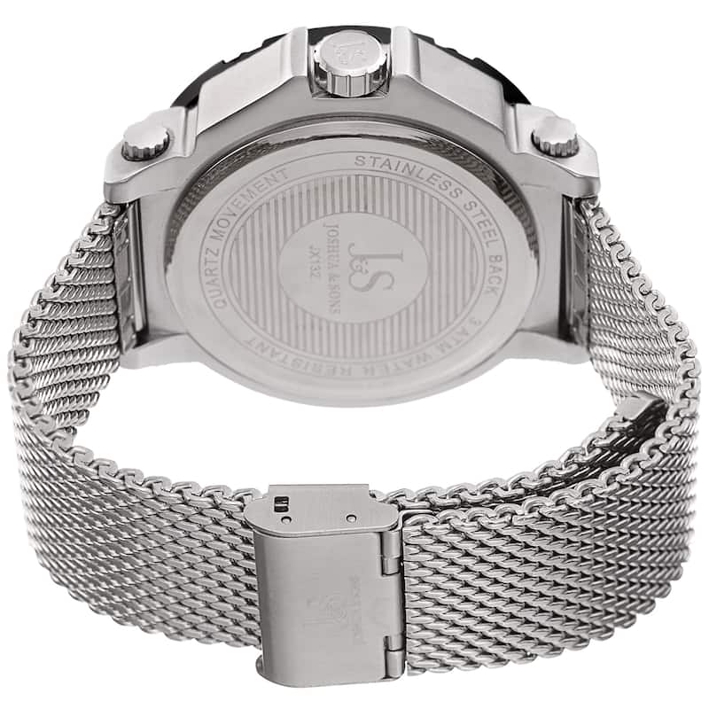 Joshua & Sons Men's Date Wheel Silver-Tone Mesh Strap Watch