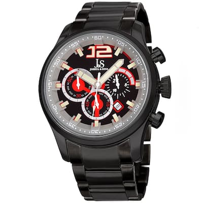 Joshua & Sons Men's Chronograph Multi-Layered Sports Car Design Black Bracelet Watch