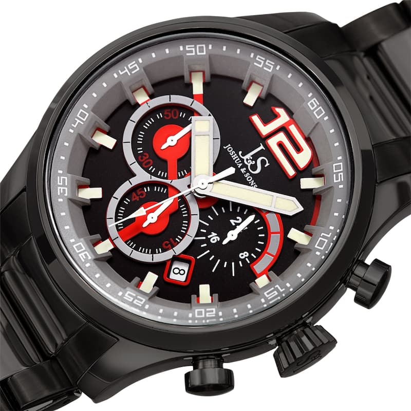 Joshua & Sons Men's Chronograph Multi-Layered Sports Car Design Black Bracelet Watch