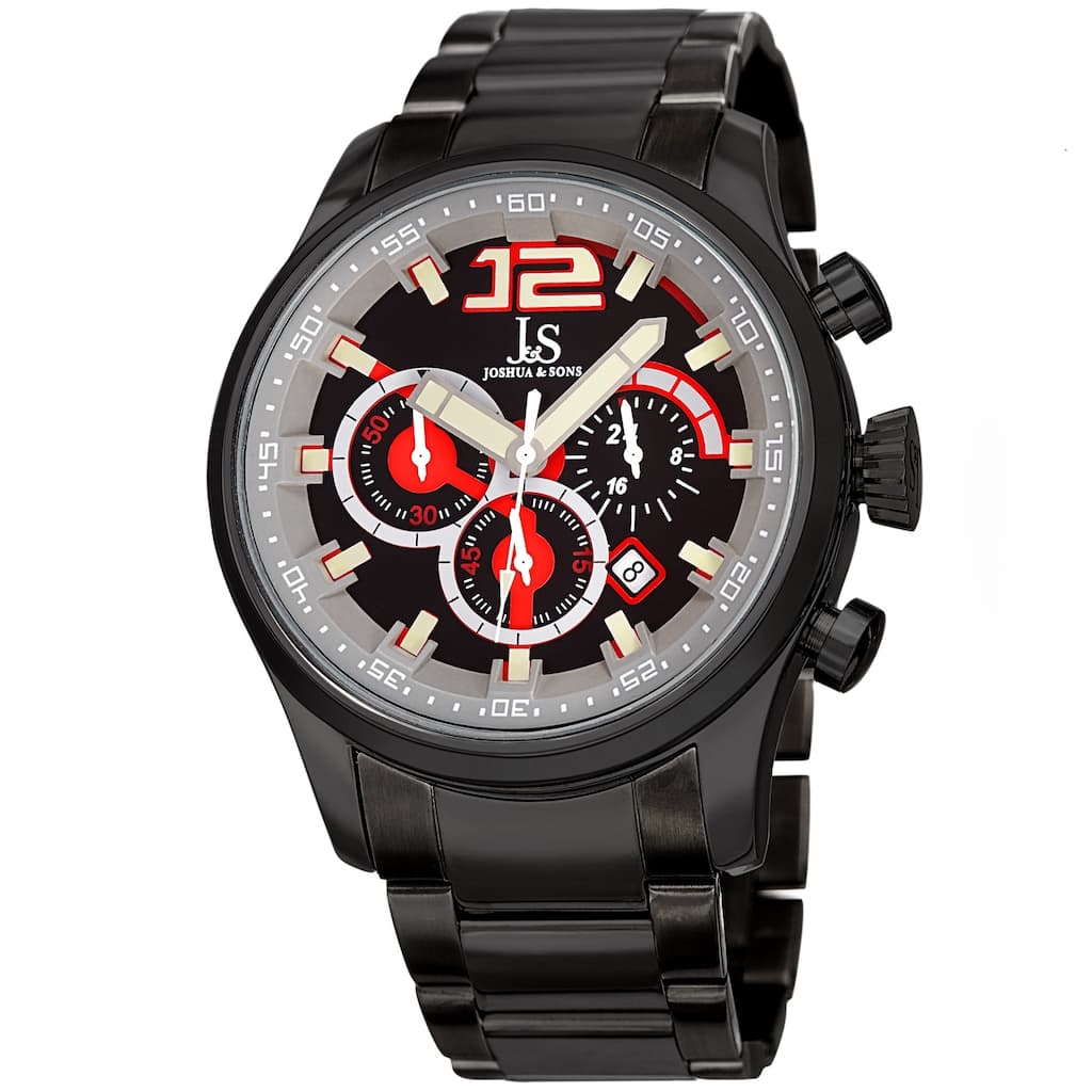 Joshua & Sons Men's Chronograph Multi-Layered Sports Car Design Black Bracelet Watch