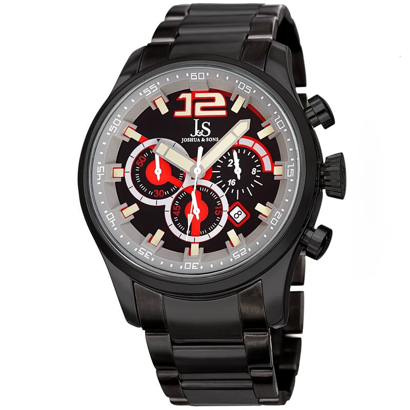 Joshua & Sons Men's Chronograph Multi-Layered Sports Car Design Black Bracelet Watch