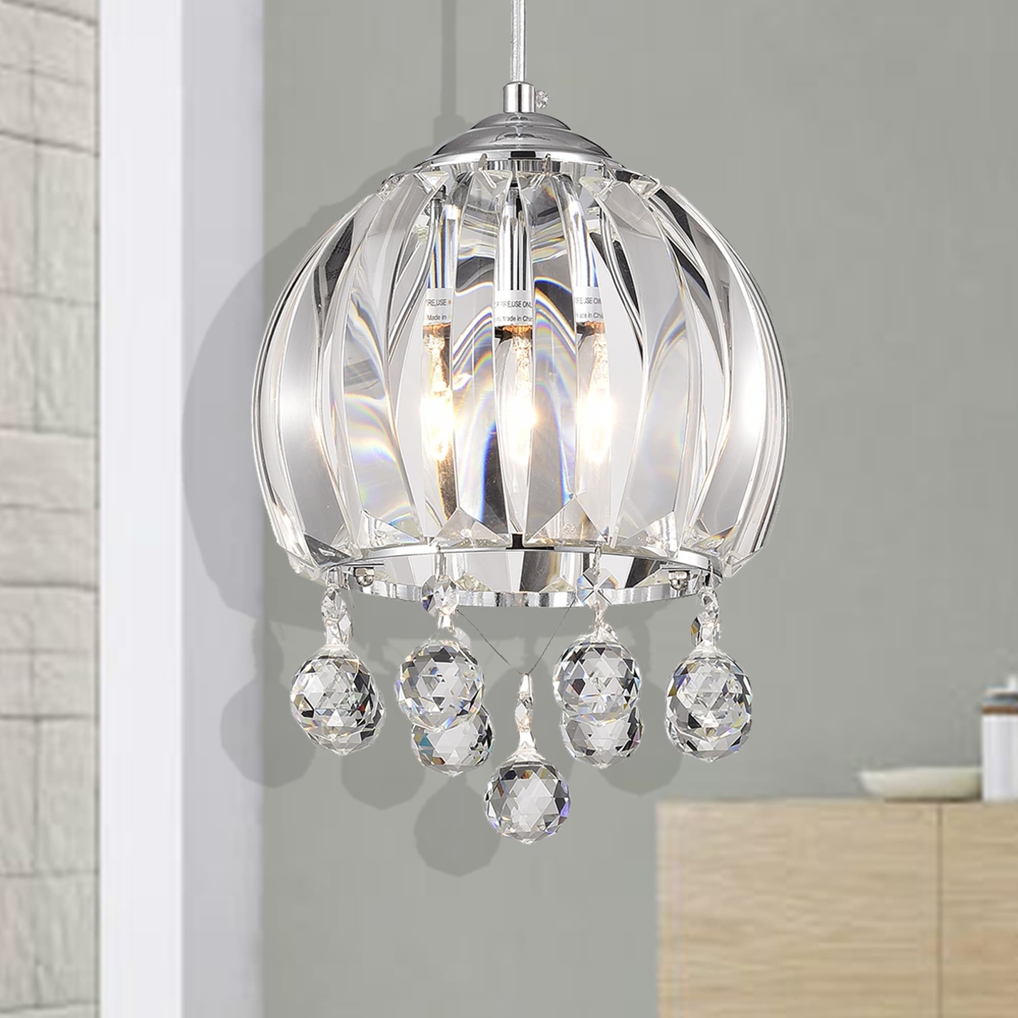 Warehouse of Tiffany Deanna Chrome 1-Light Bowl Pendant