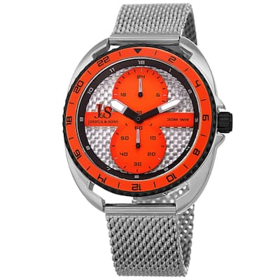 Joshua & Sons Men's Rotating Chronograph Silver-tone Mesh Strap Watch