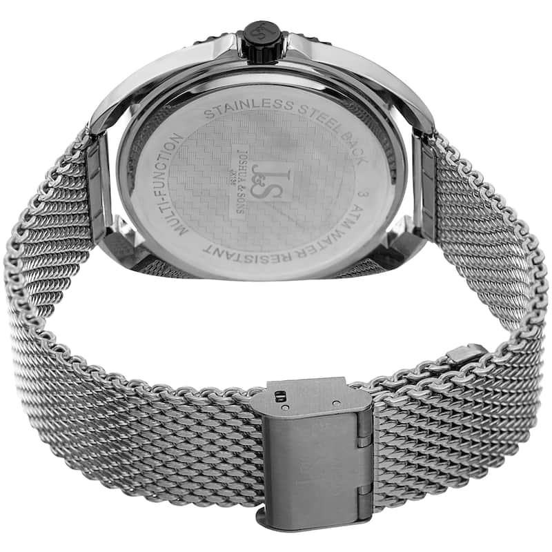 Joshua & Sons Men's Rotating Chronograph Silver-tone Mesh Strap Watch
