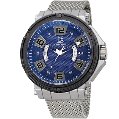 Joshua & Sons Men's Date Wheel Silver-Tone Mesh Strap Watch