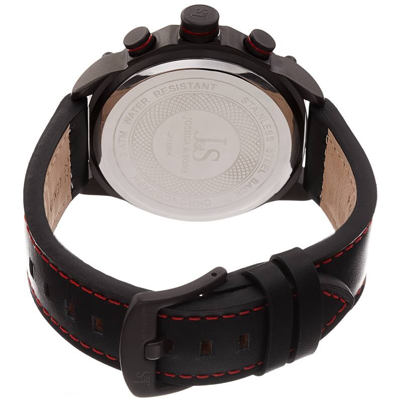 Joshua & Sons Men's Chronograph Stitched Black Leather Strap Watch