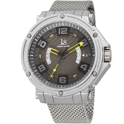 Joshua & Sons Men's Date Wheel Silver-Tone Mesh Strap Watch