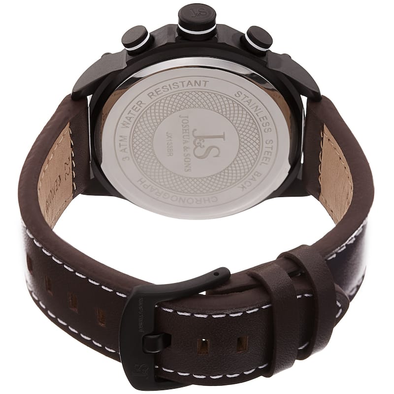Joshua & Sons Men's Chronograph Stitched Brown Leather Strap Watch