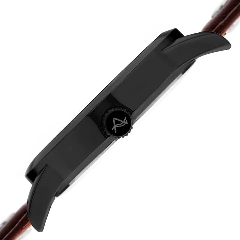 August Steiner Men's Date 24 Hour Pilot Style Retrograde Brown Leather Strap Watch