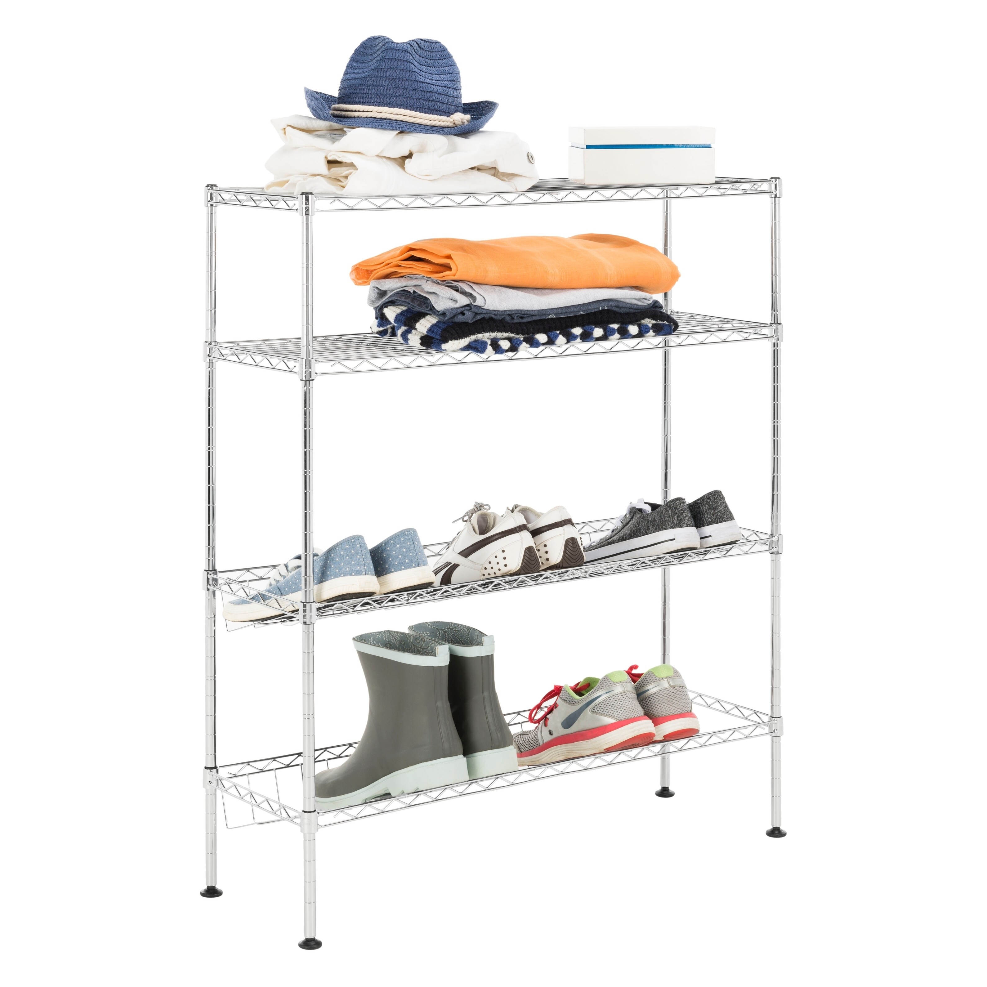 Shop Happimess Carrie 4 Tier 35 8 Shoe Rack Chrome Overstock 21383473