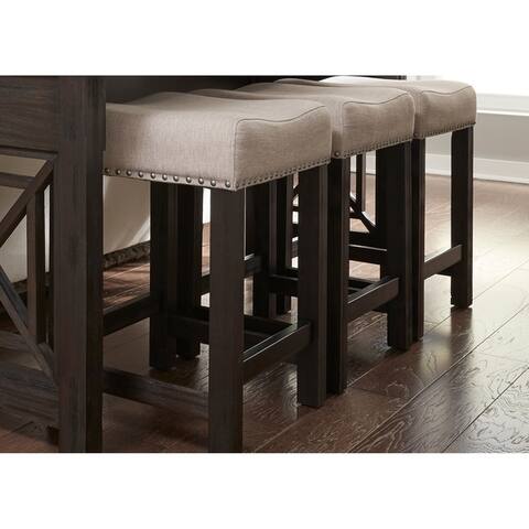 Heatherbrook Charcoal and Ash Upholstered Barstool