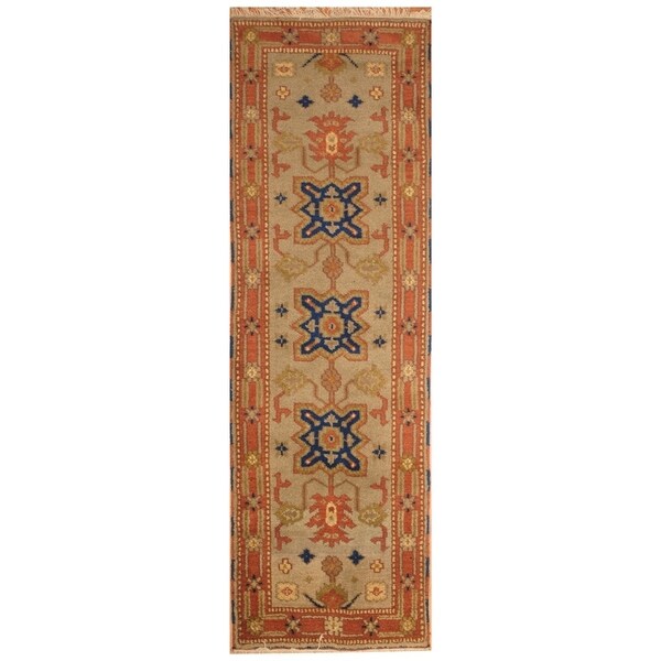 Handmade Kazak Wool Runner (India) - 2'1 x 6'8