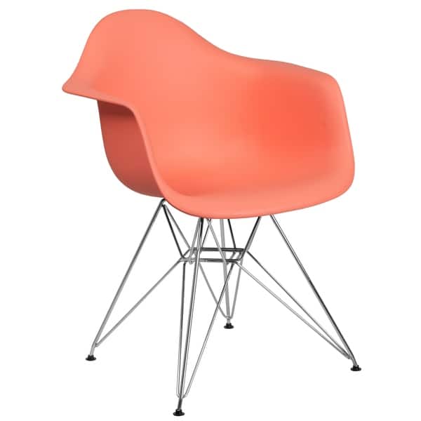 Shop Modern Mid Century Designed Peach Arm Chair With Artistic