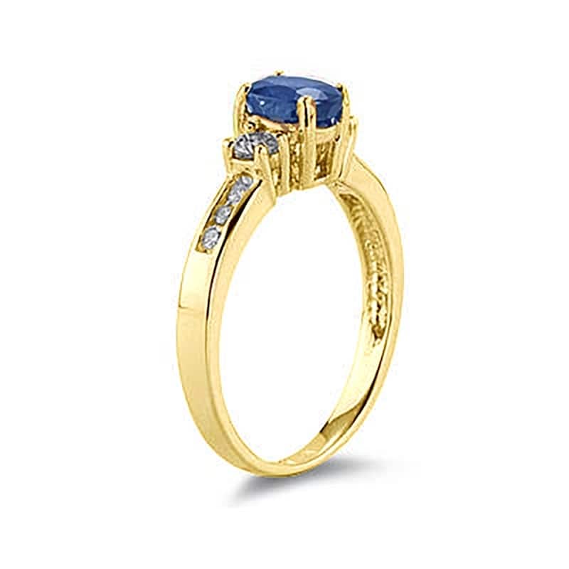 Sapphire and Diamond Regal Channel Ring in 14K Yellow Gold