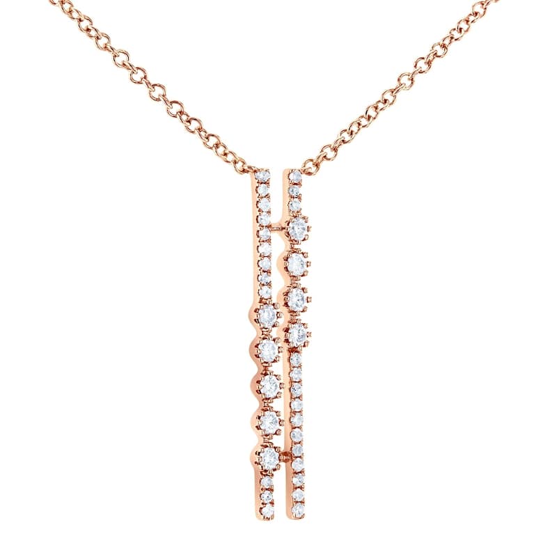 Annello by Kobelli 10k Gold 1/6ct TDW Diamond Parallel Geometric Y-Necklace, 18in Chain (Multiple Color Options)