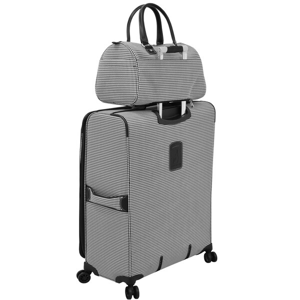 london fog luggage black and white houndstooth