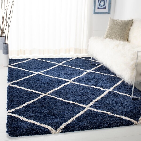 Safavieh Hudson Diamond Shag Navy/ Ivory Rug - 9' x 12'