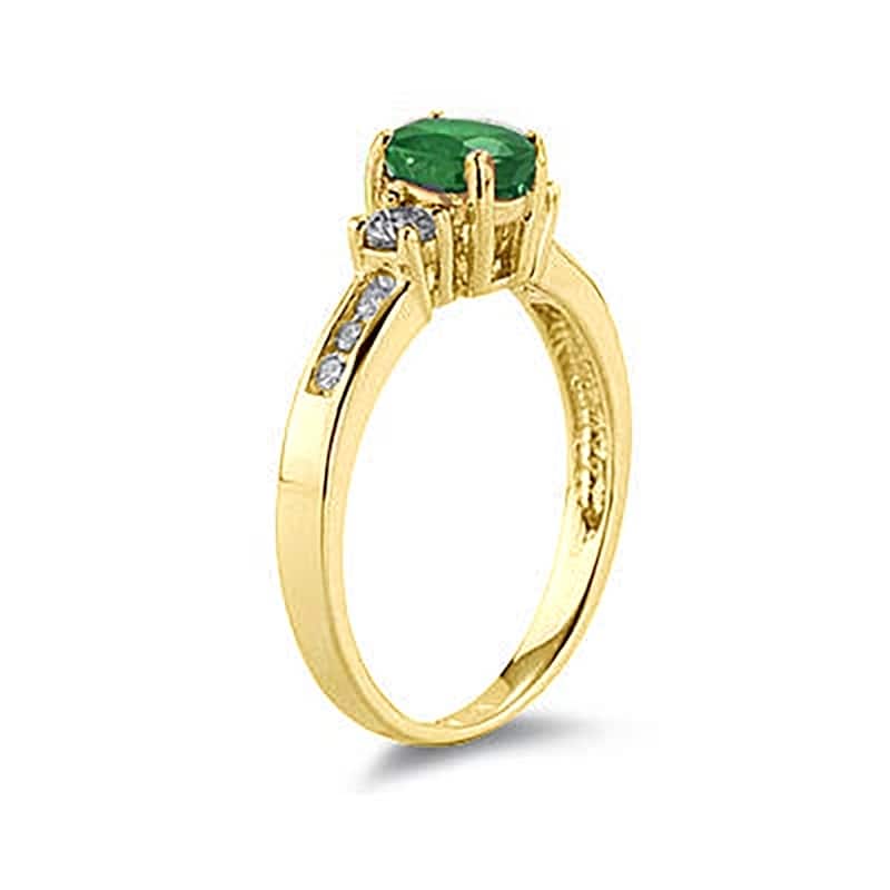 Emerald and Diamond Regal Channel Ring in 14K Yellow Gold