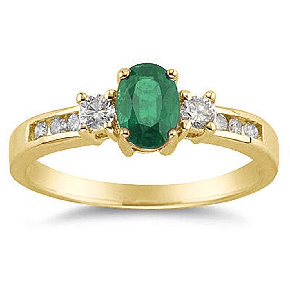 Emerald and Diamond Regal Channel Ring 