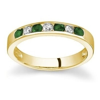 Emerald and Diamond Stackable Channel Ring