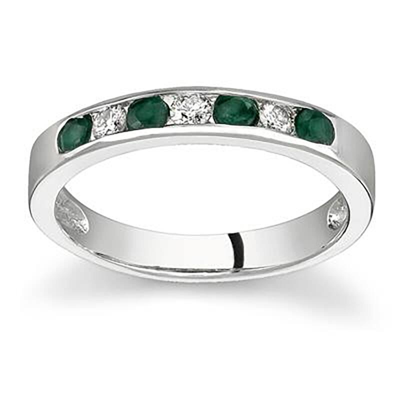 Emerald and Diamond Stackable Channel Ring