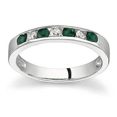 Emerald and Diamond Stackable Channel Ring