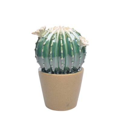 Sagebrook Home 13192-03 Decorative Ceramic Cactus Decor, Green Ceramic, 5.25 x 4.75 x 7.75 Inches
