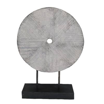 Sagebrook Home 13030-01 Decorative Resin Mill Stone Decoration, Gray Polyresin, 17.75 x 6 x 25 Inches
