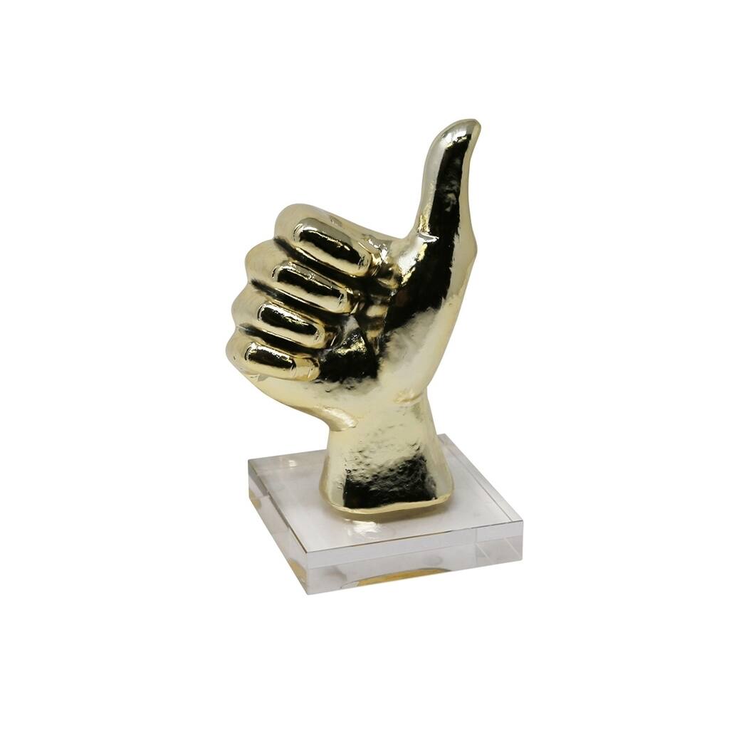 Sagebrook Home 13206-01 Decorative Metal"Thumbs Up" Decor, Gold Metal/Crystal, 4 x 4 x 7.25 Inches