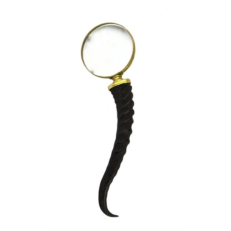 Sagebrook Home 12372 Magnifying Glass W/ Resin Horn Handle Resin, 4 x 4 x 13.75 Inches