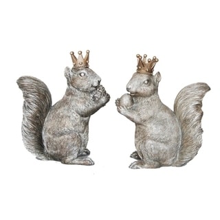 Sagebrook Home AR10431-03 Squirrels W/ Crowns, Gray Polyresin, 4.75 x 2.75 x 6 Inches (Set of 2)