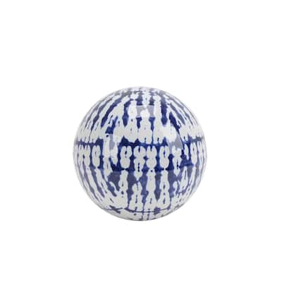 Sagebrook Home 13726-05 Decorative Ceramic Orb, Blue/White Ceramic, 5 x 5 x 5 Inches