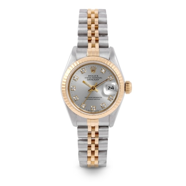 Pre-Owned Rolex 26mm Ladies Datejust Watch - 6917 - Steel & Yellow Gold - Silver Diamond Dial - Fluted Bezel - Jubilee Band