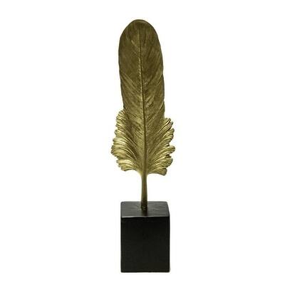 Sagebrook Home 11155 Gold Feather On Base Polyresin, 2 x 2.8 x 10.75 Inches