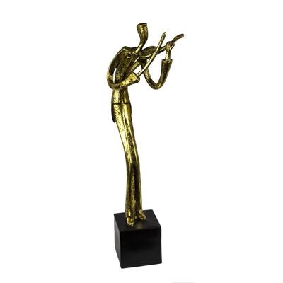 Sagebrook Home 12371-01 Violin Player Decor, Resin, Gold Resin, 4 x 5 x 16.25 Inches