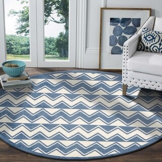 Sevita Whimsical Chevron White / L. Blue Kids Area Rug ( 4'8" Round ) - 4'8" Round