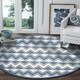 preview thumbnail 1 of 5, Sevita Whimsical Chevron White / L. Blue Kids Area Rug ( 4'8" Round ) - 4'8" Round