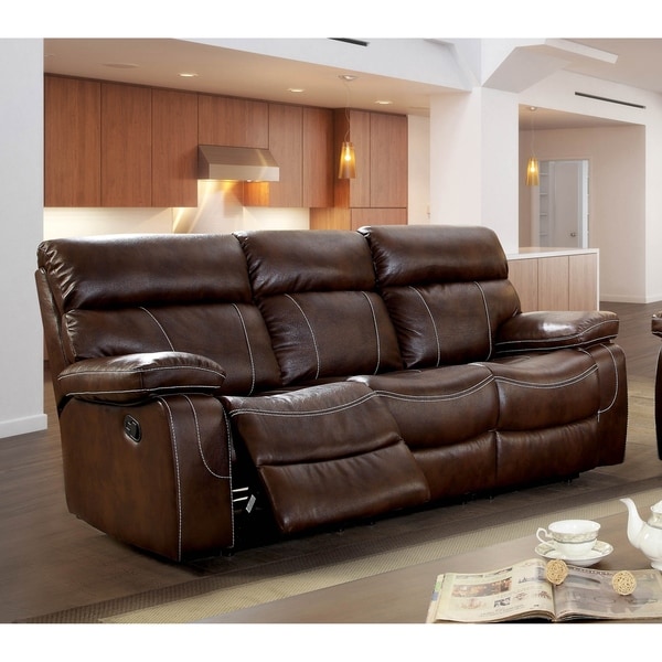 Furniture of America Loos Transitional Upholstered Reclining Sofa