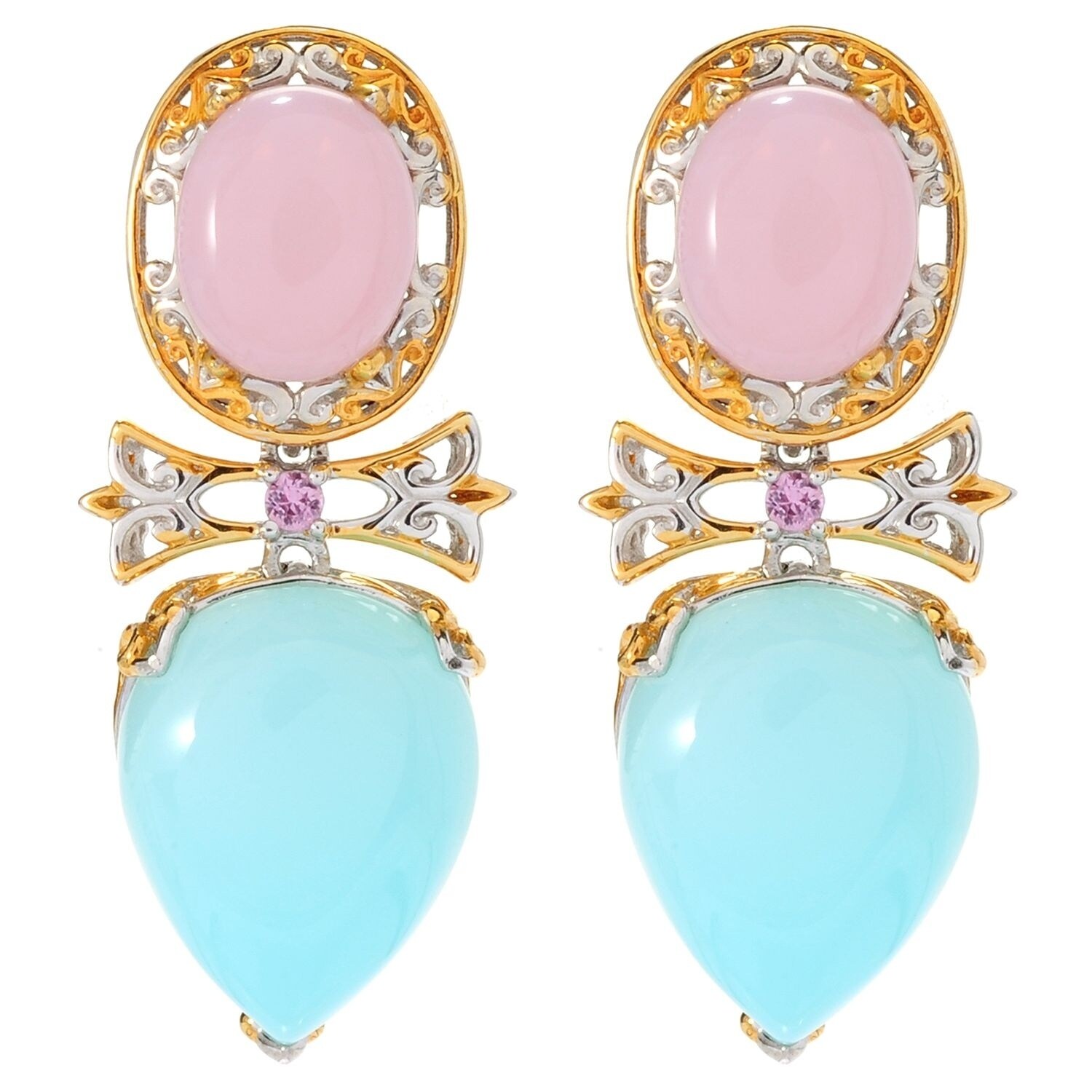 pink opal drop earrings