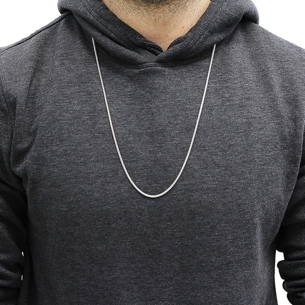 Solid 925 Italy Sterling Silver Mens Round Box 2.5mm Link Italian Chain Necklace