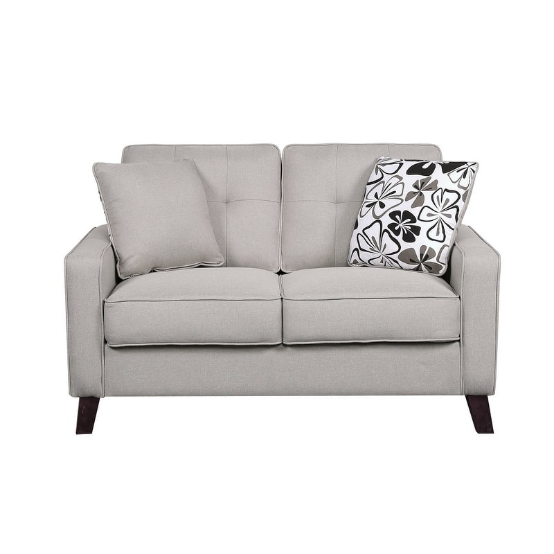 Lillana Linen Upholstered Tufted Loveseat - beige