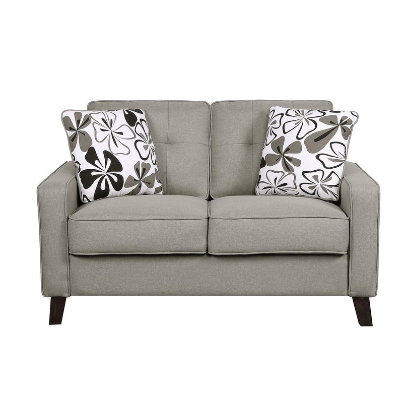 Lillana Linen Upholstered Tufted Loveseat - Light brown