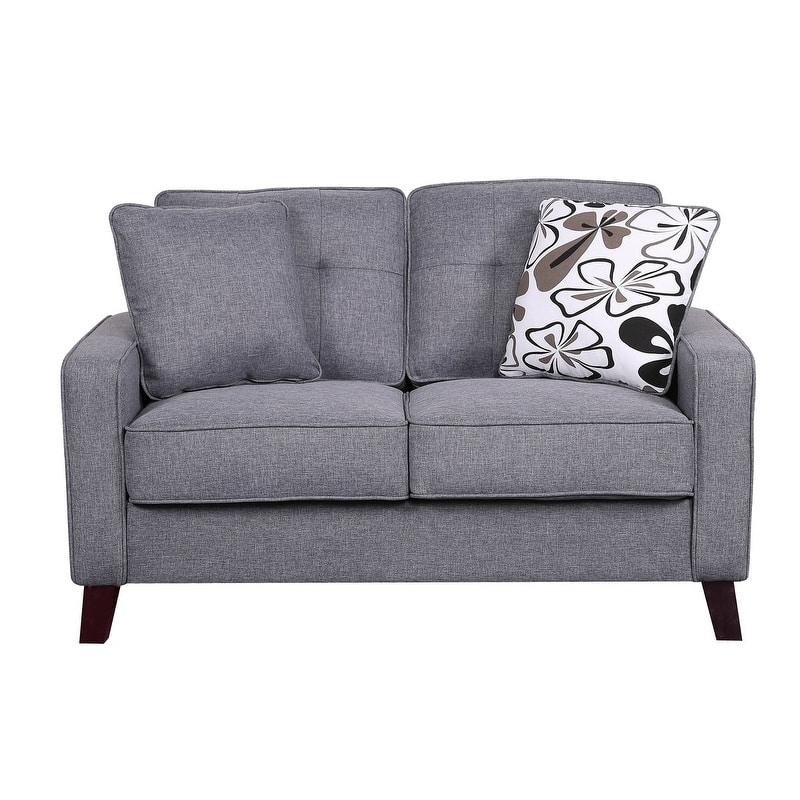 Lillana Linen Upholstered Tufted Loveseat - Light grey