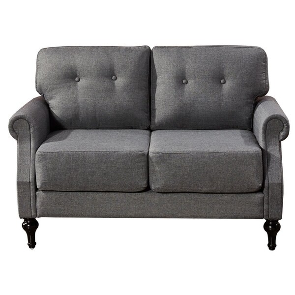 Shop Rosie Grey Upholstered Tufted Loveseat Free Shipping Today