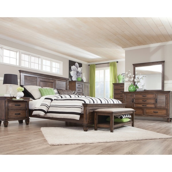 Shop Franco Burnished Oak 5-piece Bedroom Set - On Sale - Free Shipping Today - Overstock - 21405351