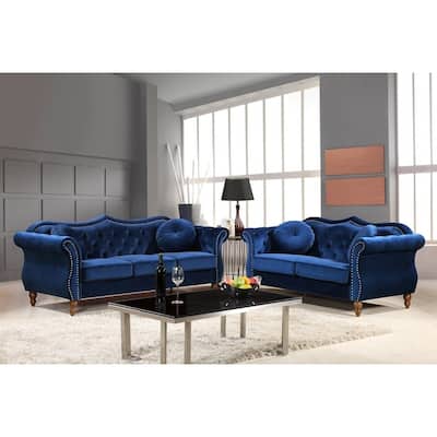 Gracewood Hollow Mantel Nailhead Chesterfield Upholstered 2-piece Living Room Set
